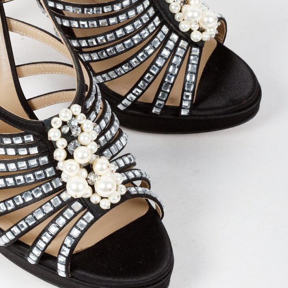 Valentino Crystal and Pearl Embellished Cage Sandals - Picture 6 of 10